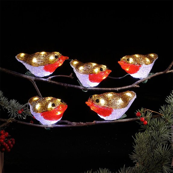 Acrylic Robins LED Lightset with Clips