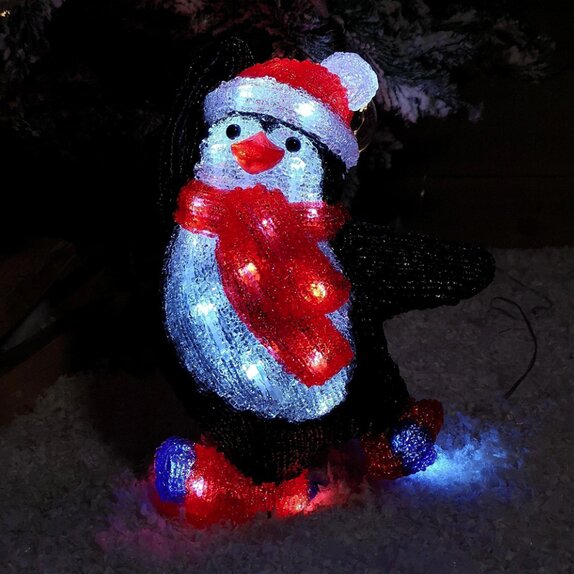 Acrylic Skating Penguin LED 30cm