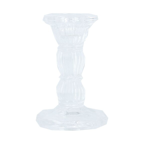 Candlestick Clear Glass Moulded small - image 1