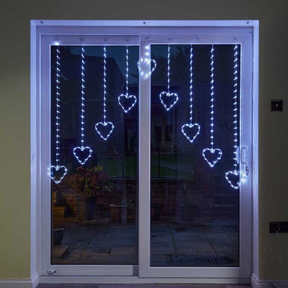 Curtain LED Hearts Cool White