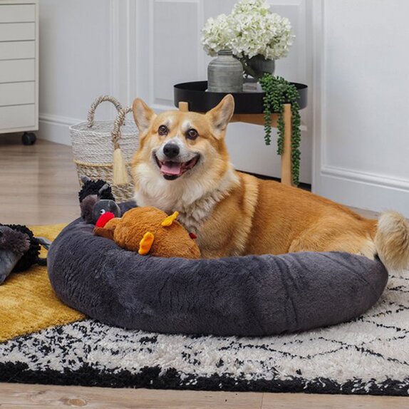 Dog Bed Calming Faux FurBed - Grey - XL - image 1