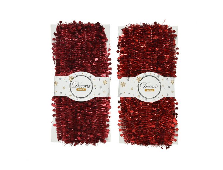 Garland Tinsel Red with Stars