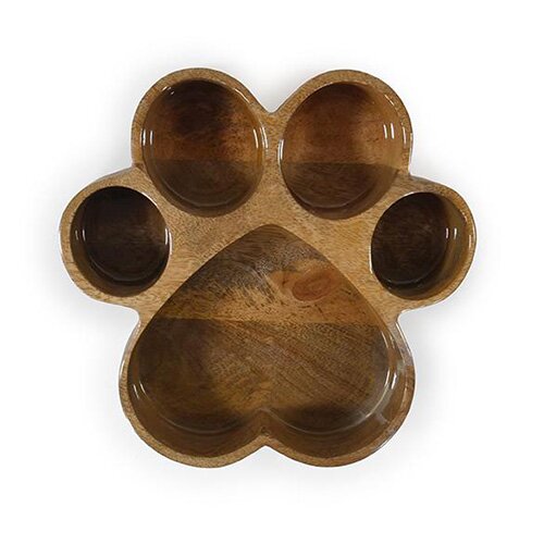 WOODEN PAW PRINT BOWL 600ML